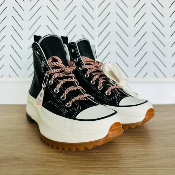 🤩Converse 8.5 Women's Shoes Run Star Hike Platform Leather Hi Top A04306C Black