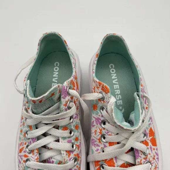 Converse All Star Shoes Kids Size 4 Platform Floral Canvas Low Top Sneakers