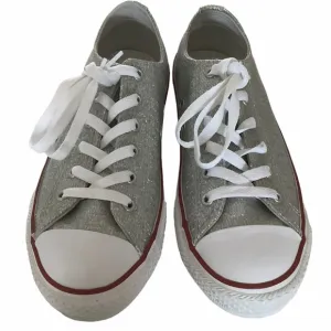 Converse all star silver glitter bedazzled low top sneakers lace up shoe junior