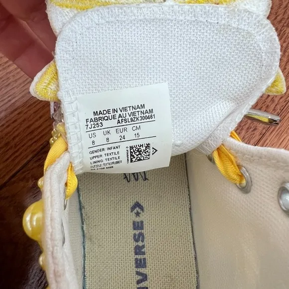 Converse Baby Shark Sneakers Rhinestone Embellished Shoes Yellow Size 8