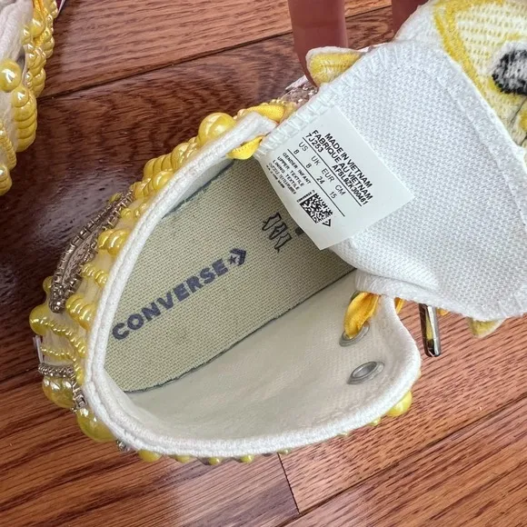 Converse Baby Shark Sneakers Rhinestone Embellished Shoes Yellow Size 8