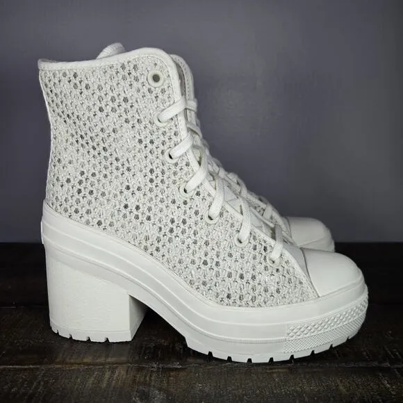 Converse Chuck 70 De Luxe Womens Size 8.5 Heeled Shoes Boots Knit Egret A07535C