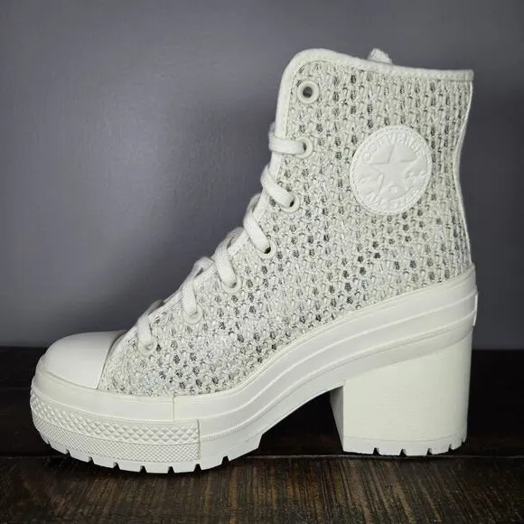 Converse Chuck 70 De Luxe Womens Size 8.5 Heeled Shoes Boots Knit Egret A07535C