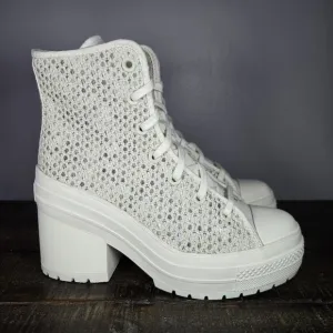 Converse Chuck 70 De Luxe Womens Size 8.5 Heeled Shoes Boots Knit Egret A07535C