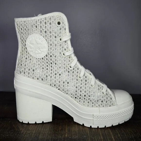 Converse Chuck 70 De Luxe Womens Size 8.5 Heeled Shoes Boots Knit Egret A07535C
