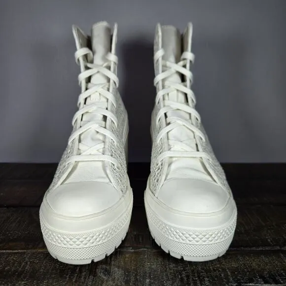 Converse Chuck 70 De Luxe Womens Size 8.5 Heeled Shoes Boots Knit Egret A07535C