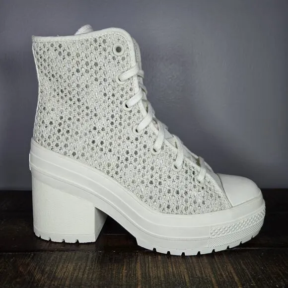 Converse Chuck 70 De Luxe Womens Size 8.5 Heeled Shoes Boots Knit Egret A07535C