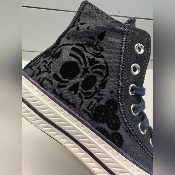Converse Chuck 70 High Dia De Muertos Black Canvas Suede Velvet Size Women's 6.5