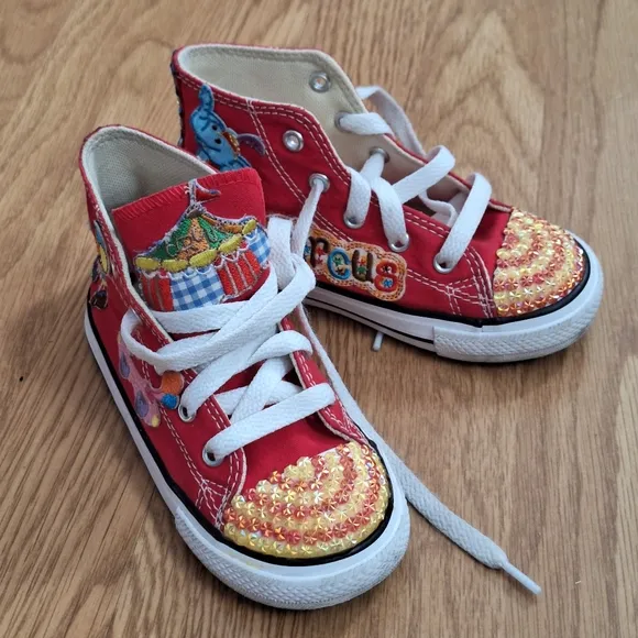 Converse Chuck Kids Shoes Sneakers Sz 9 Toddler Custom Made Circus Theme Unisex