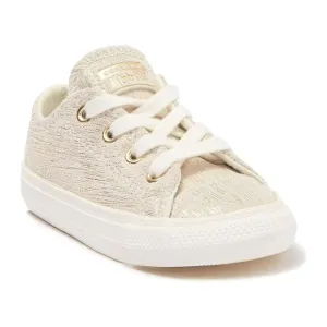CONVERSE Chuck Taylor All Star Leather Ox Sneakers Egret/Gold sz 2 Kids Shoes