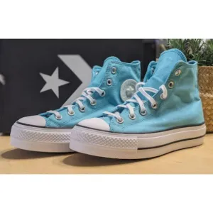 Converse Chuck Taylor All Star Lift Platform Stars Blue Hi Top Shoes W8 NIB