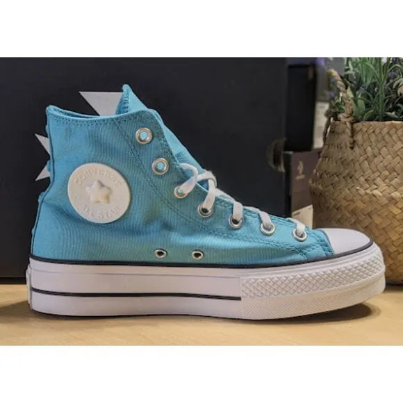 Converse Chuck Taylor All Star Lift Platform Stars Blue Hi Top Shoes W8 NIB