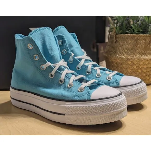 Converse Chuck Taylor All Star Lift Platform Stars Blue Hi Top Shoes W8 NIB