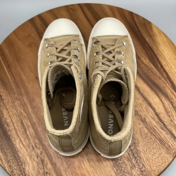 Converse Chuck Taylor All Star Lift Shoes Womens Size 8.5 Tan Suede Platform