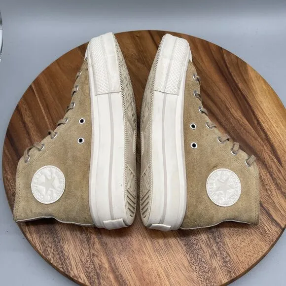 Converse Chuck Taylor All Star Lift Shoes Womens Size 8.5 Tan Suede Platform