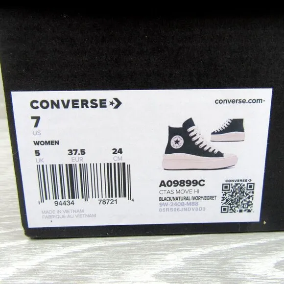 Converse Chuck Taylor All Star Move HI Platform Shoes Womens Size 7 NEW