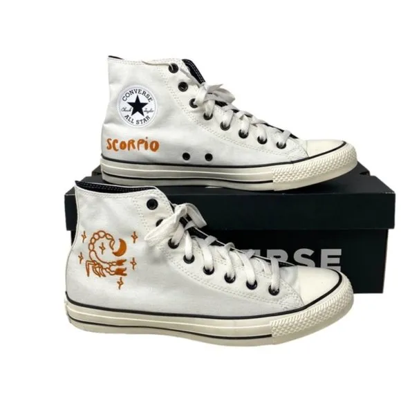 Converse Chuck Taylor High Canvas White Scorpio Men Sneaker Custom 172516C-WHITE