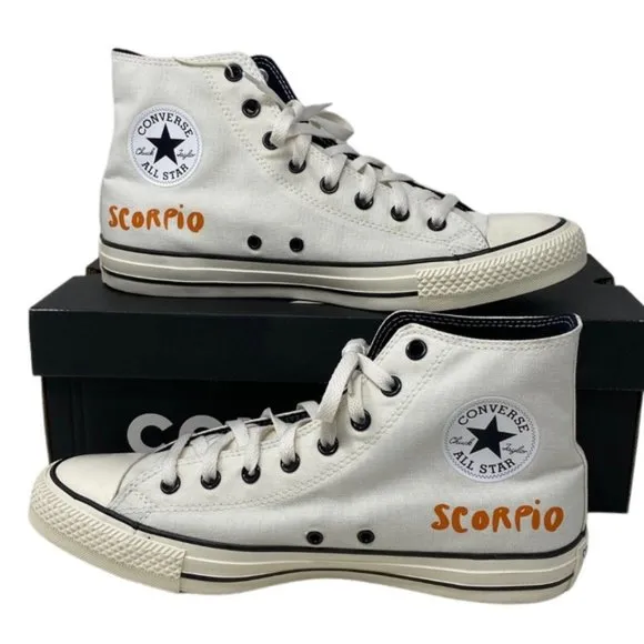 Converse Chuck Taylor High Canvas White Scorpio Men Sneaker Custom 172516C-WHITE