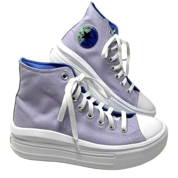 Converse Chuck Taylor Move Platform Shoes Violet Canvas Kids Women Skate A02493C