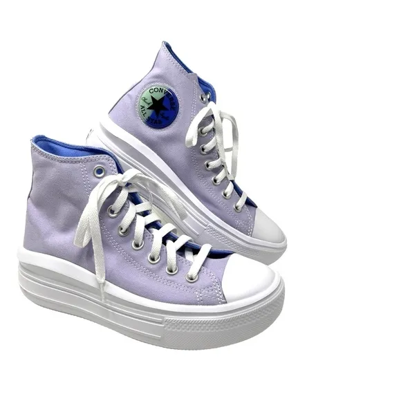 Converse Chuck Taylor Move Platform Shoes Violet Canvas Kids Women Skate A02493C