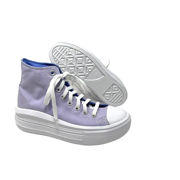 Converse Chuck Taylor Move Platform Shoes Violet Canvas Kids Women Skate A02493C