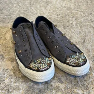Converse Chuck Taylor All Star Laceless Studded Low Top Shoes size 7 custom made