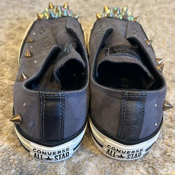 Converse Chuck Taylor All Star Laceless Studded Low Top Shoes size 7 custom made