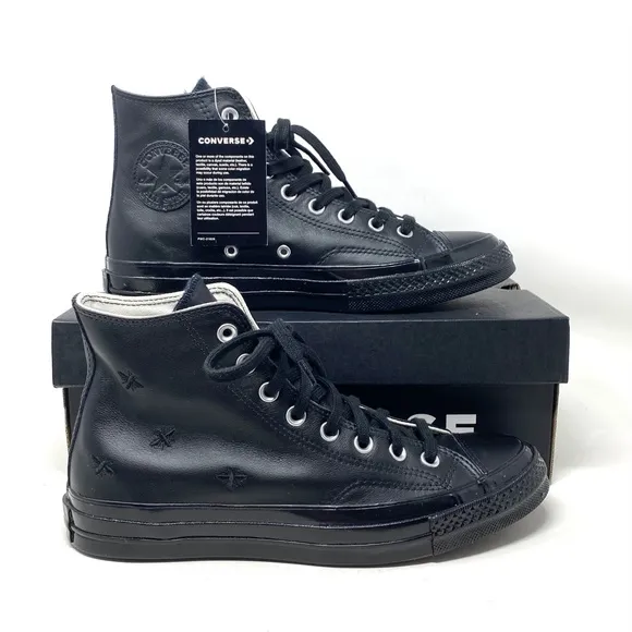 Converse Ctas High Top Leather Black Women's Size Sneakers Custom 165506C-BK