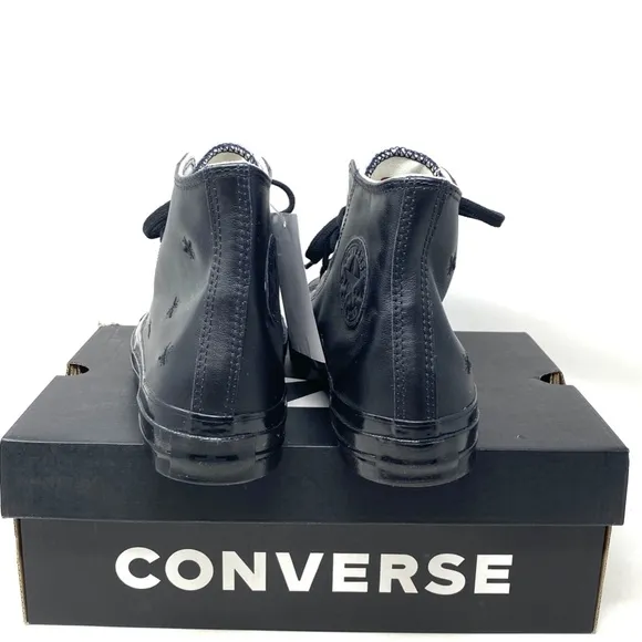 Converse Ctas High Top Leather Black Women's Size Sneakers Custom 165506C-BK