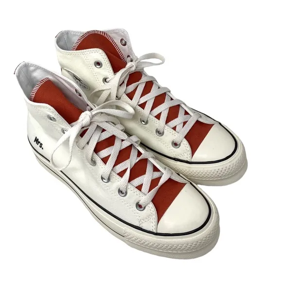 Converse Ctas Lift Platform Women Hi Shoe Canvas White Brown Custom 171209C-WWWB