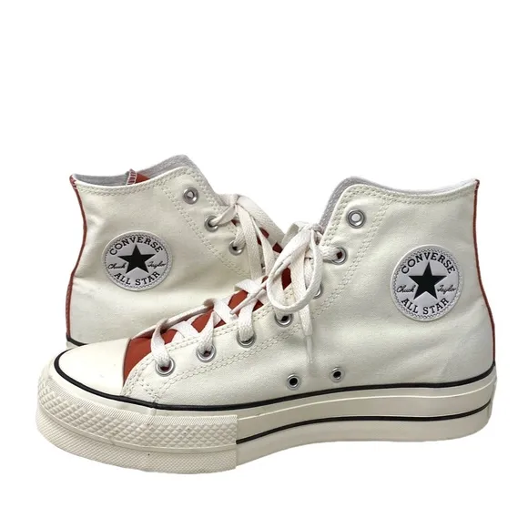 Converse Ctas Lift Platform Women Hi Shoe Canvas White Brown Custom 171209C-WWWB