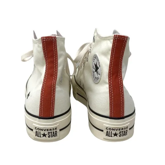 Converse Ctas Lift Platform Women Hi Shoe Canvas White Brown Custom 171209C-WWWB