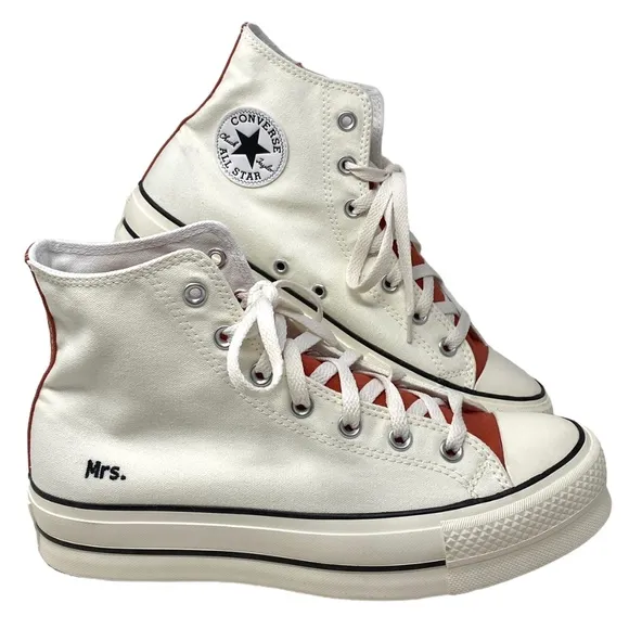 Converse Ctas Lift Platform Women Hi Shoe Canvas White Brown Custom 171209C-WWWB