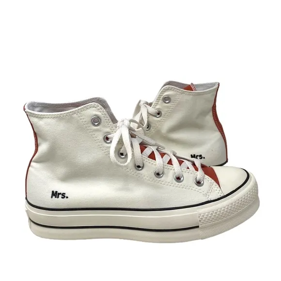 Converse Ctas Lift Platform Women Hi Shoe Canvas White Brown Custom 171209C-WWWB