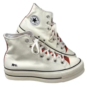 Converse Ctas Lift Platform Women Hi Shoe Canvas White Brown Custom 171209C-WWWB