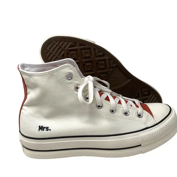 Converse Ctas Lift Platform Women Hi Shoe Canvas White Brown Custom 171209C-WWWB