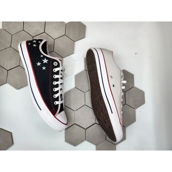 Converse CTAS Low Black Grey Shoes Sneakers Men Sz 10 Silver Stars  Custom