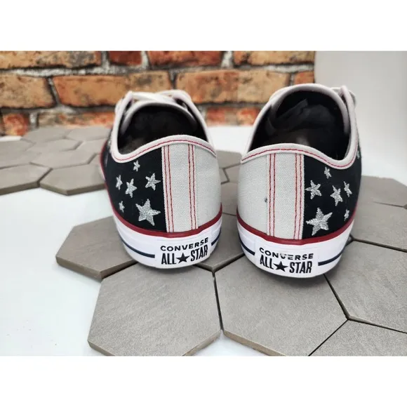 Converse CTAS Low Black Grey Shoes Sneakers Men Sz 10 Silver Stars  Custom