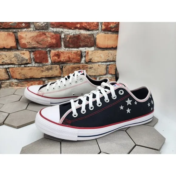 Converse CTAS Low Black Grey Shoes Sneakers Men Sz 10 Silver Stars  Custom