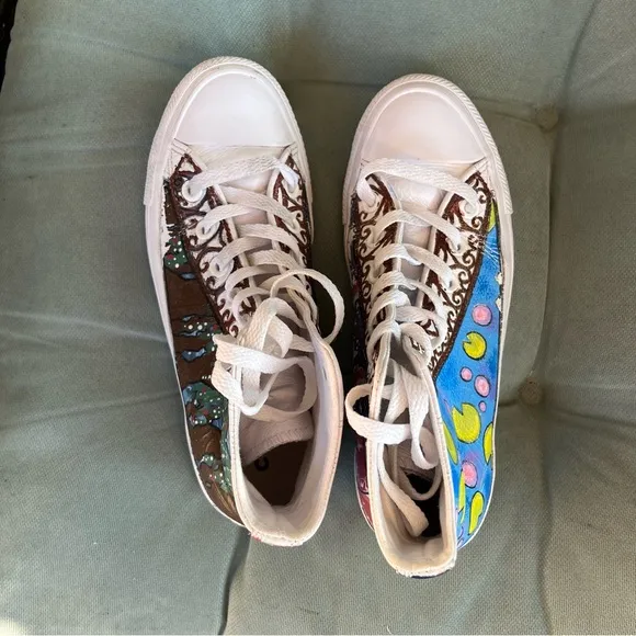 Converse Custom High Top All Stars Leather Upper Unisex Shoes Size 6.5