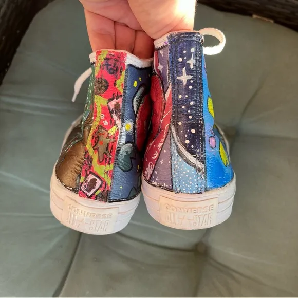 Converse Custom High Top All Stars Leather Upper Unisex Shoes Size 6.5