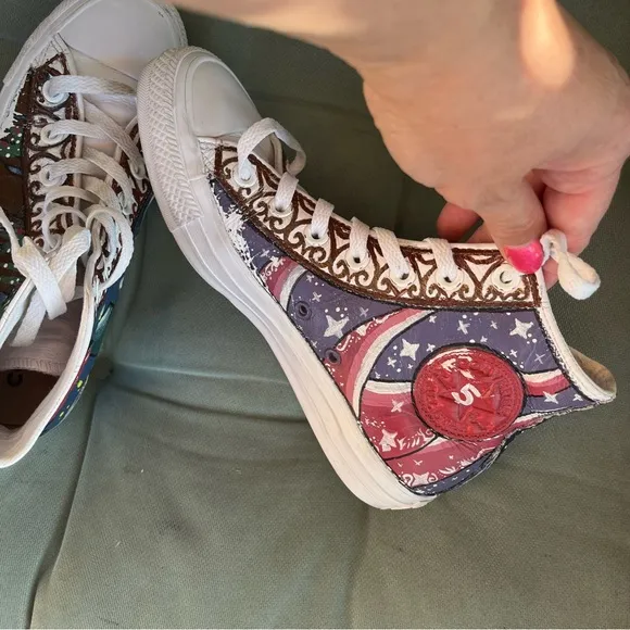 Converse Custom High Top All Stars Leather Upper Unisex Shoes Size 6.5
