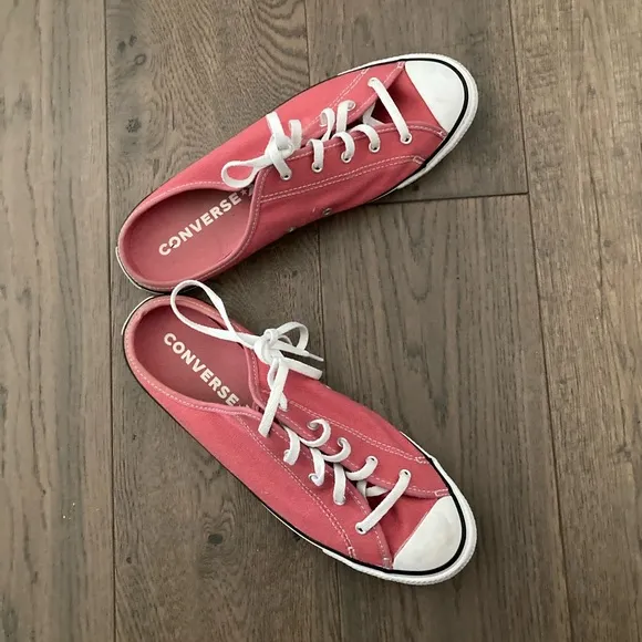 Converse Rose Pink Canvas Rubber Mule Clog Sneaker Slip On Tennis Shoes Lace