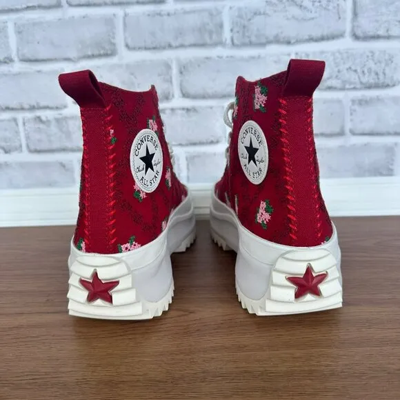 ⭐Converse Run Star Hike Platform 6 Mens Shoes Embroidered Floral Red A14885C New