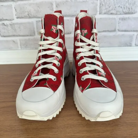 ⭐Converse Run Star Hike Platform 6 Mens Shoes Embroidered Floral Red A14885C New