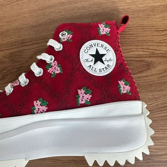 ⭐Converse Run Star Hike Platform 6 Mens Shoes Embroidered Floral Red A14885C New