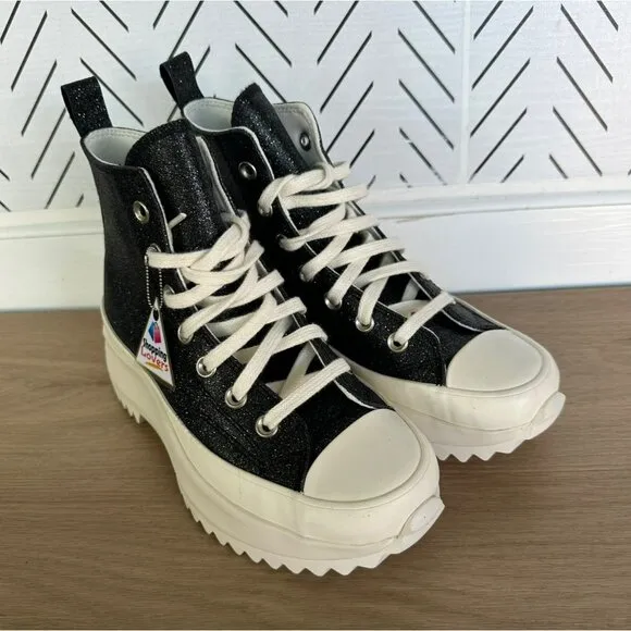 ⭐Converse  Run Star Hike Platform Glitter 7 Women's Shoes Sneakers Black A07947C