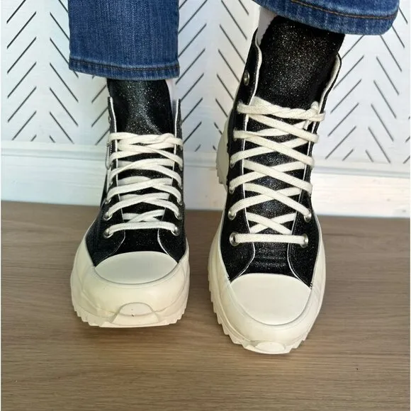 ⭐Converse  Run Star Hike Platform Glitter 7 Women's Shoes Sneakers Black A07947C