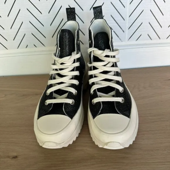 ⭐Converse  Run Star Hike Platform Glitter 7 Women's Shoes Sneakers Black A07947C