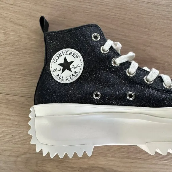 ⭐Converse  Run Star Hike Platform Glitter 7 Women's Shoes Sneakers Black A07947C
